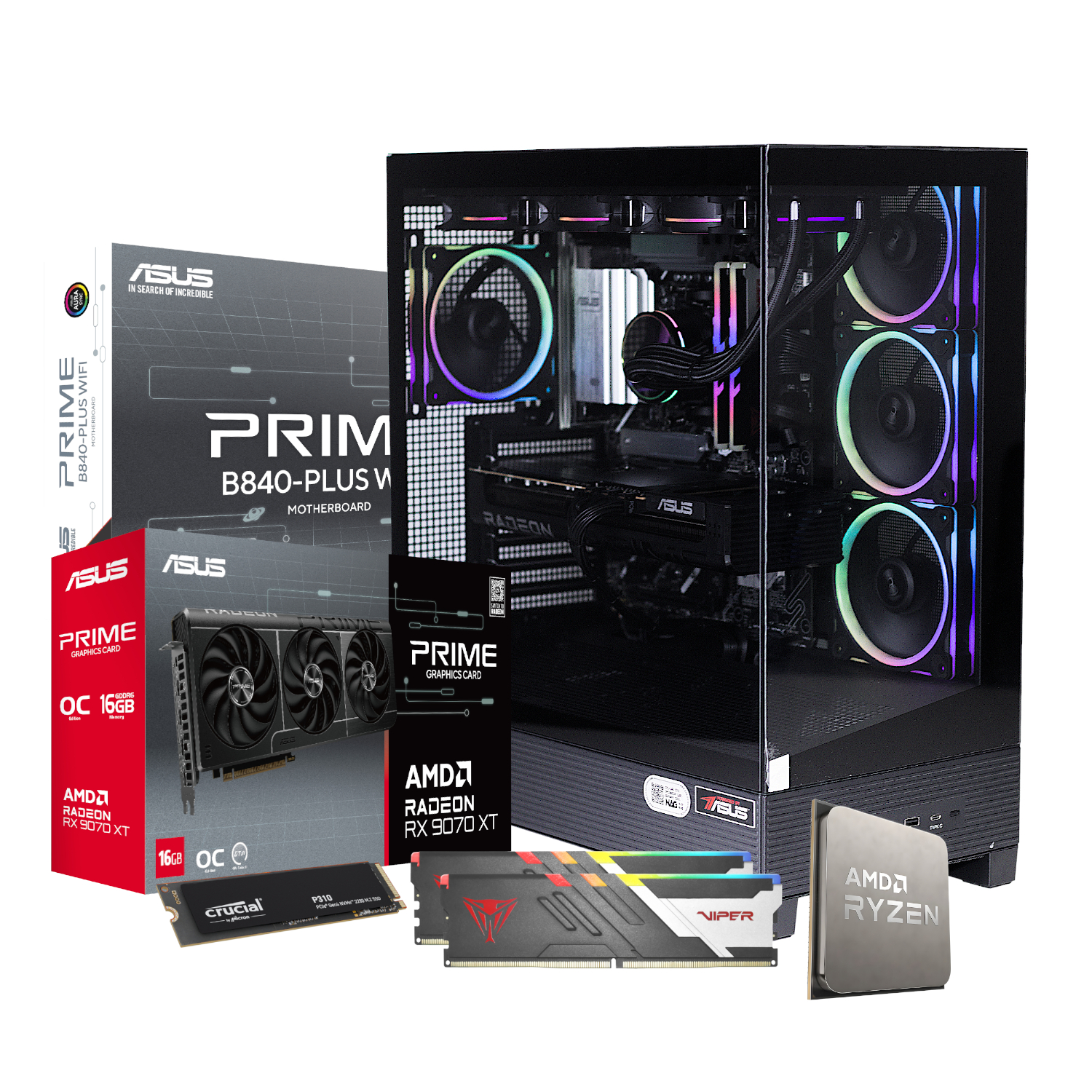 PCBuilder MAXIMUS Ryzen 7 7800X3D Gaming PC – RX 9070 XT 16GB - Image 2