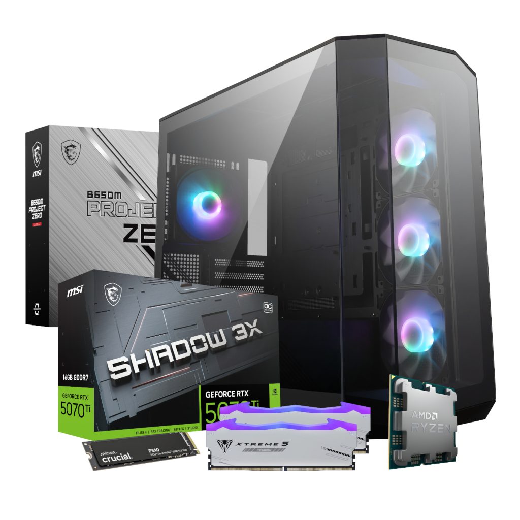 PCBuilder VALKYRIE Ryzen 7 9800X3D Gaming PC – RTX 5070 Ti 16GB