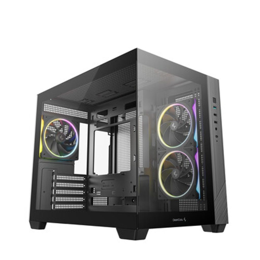 DeepCool CG330 3F Panoramic Dual-Chamber Micro-ATX Gaming Chassis – Black