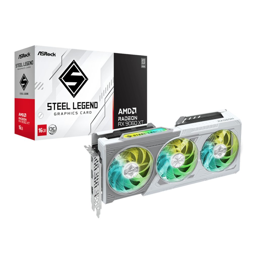 ASRock Radeon RX 9060 XT Steel Legend 16GB OC GDDR6 Graphics Card