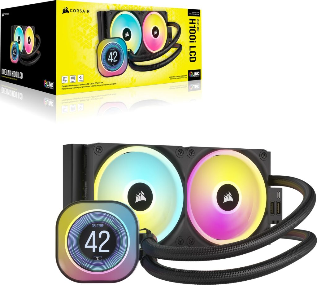 Corsair iCUE LINK H100i LCD 240mm RGB Liquid CPU Cooler Black
